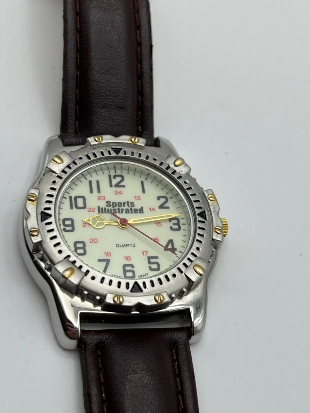 VTG Sports Illustrated Silver Watch with Brown Leather Band